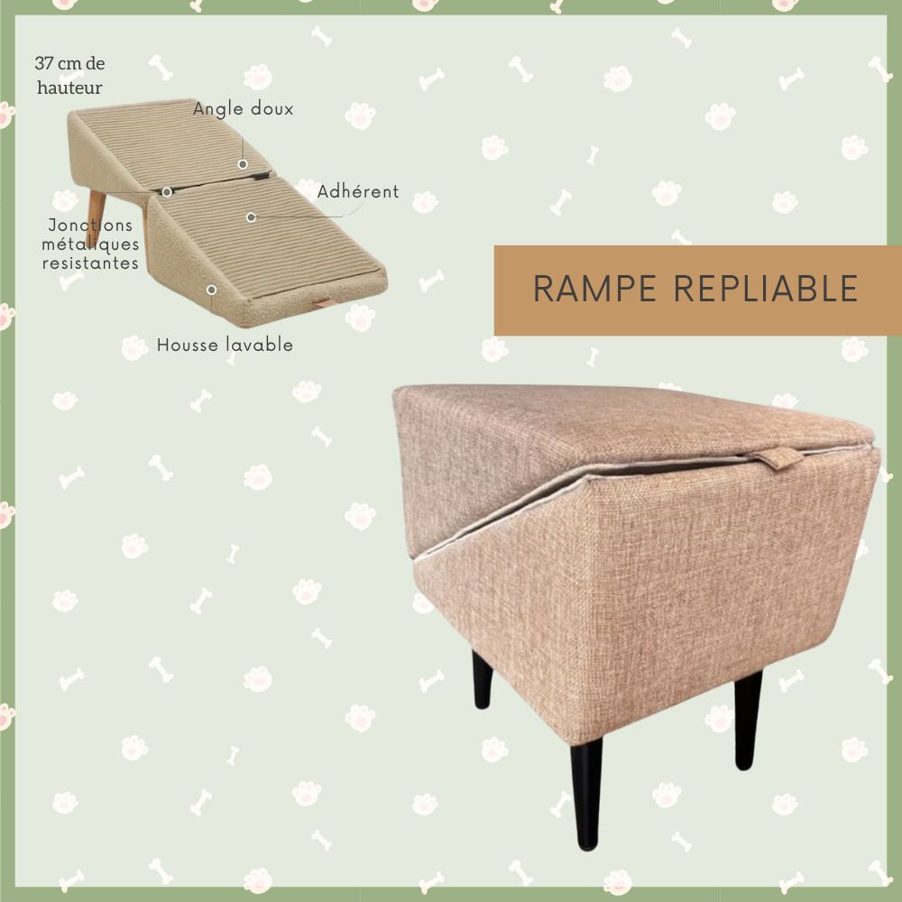 Rampe Repliable pour Chiens avec Revêtement Lavable