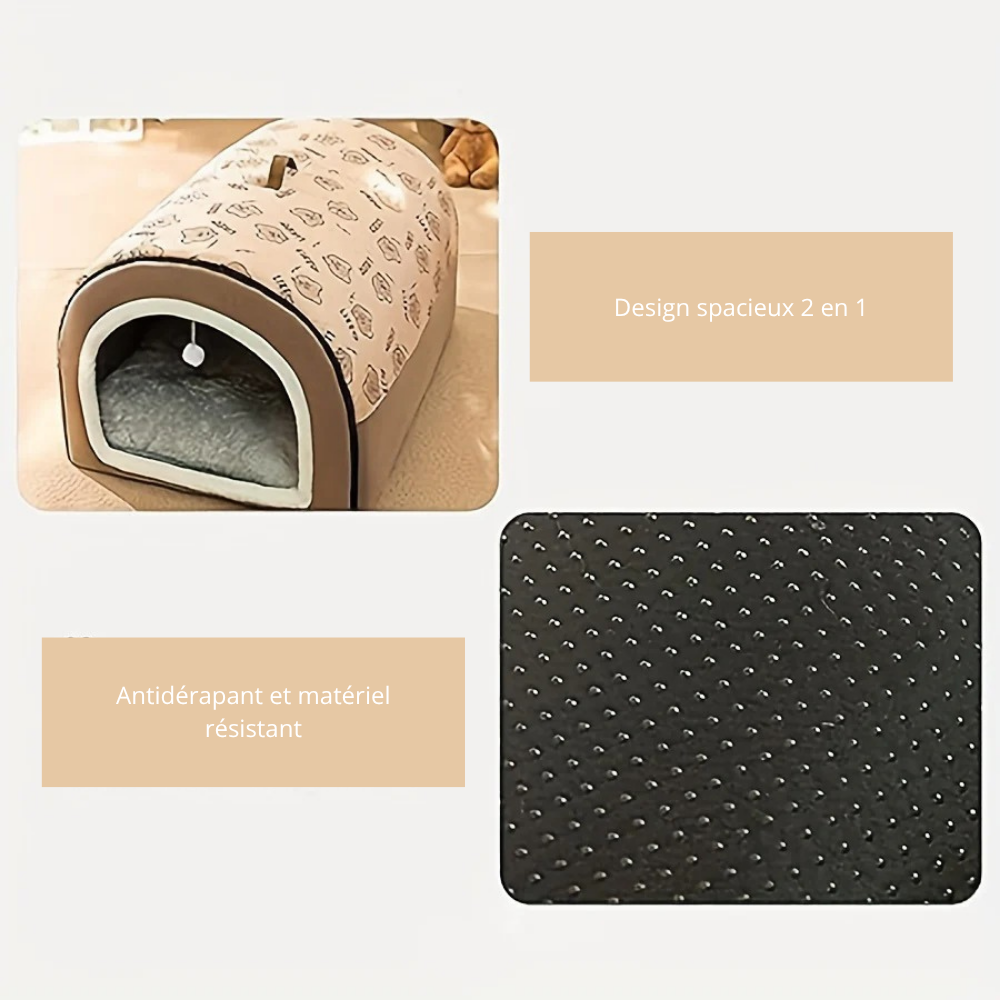 Niche Igloo Transformable 2-en-1 pour chien et chat