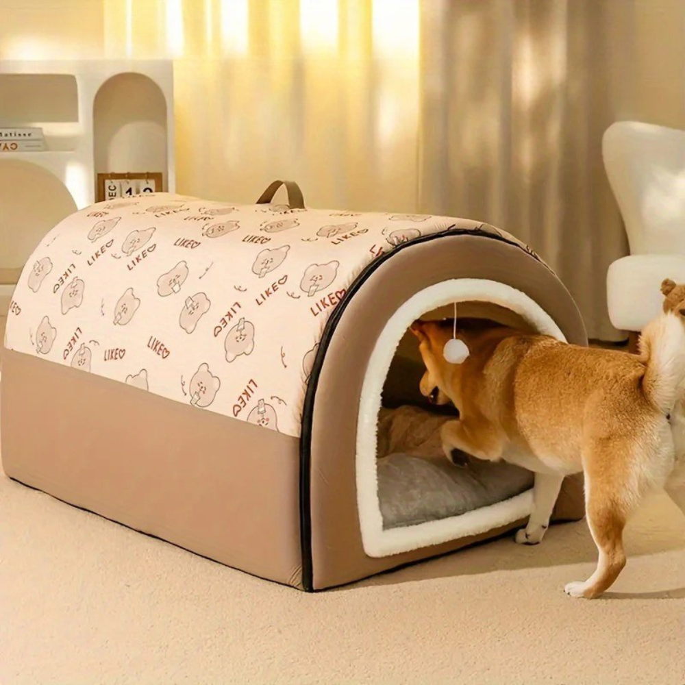 Niche Igloo Transformable 2-en-1 pour chien et chat