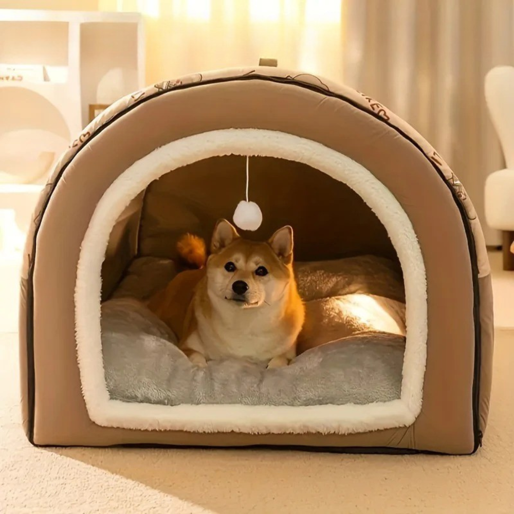 Niche Igloo Transformable 2-en-1 pour chien et chat