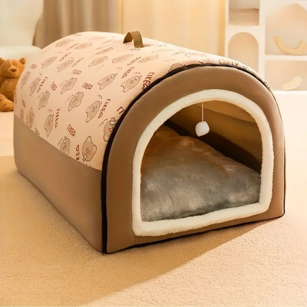 Niche Igloo Transformable 2-en-1 pour chien et chat