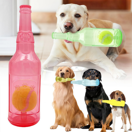Jouet à mâcher bouteille avec balle pour chien – Amusement & anti-stress