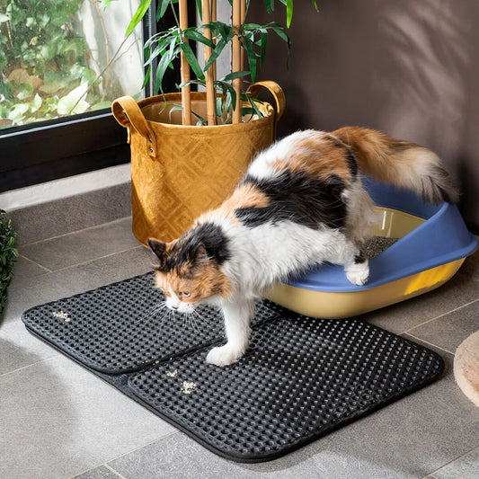 Tapis de litière pour chat – Double couche anti-projections